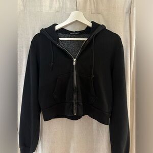 Cropped Brandy Melville black zip up hoodie